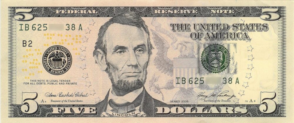 Buy fake USD $5 Banknotes for Sale Online